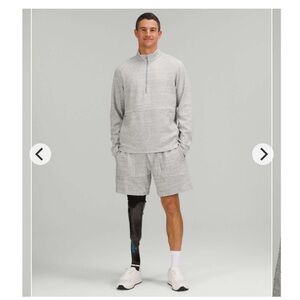 Lululemon At Ease Half-Zip Men Large Heathered Melody Light Grey Pockets 2023